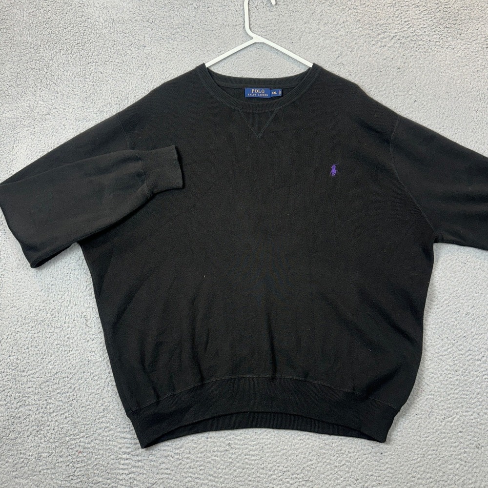 Polo Ralph Lauren Sweater Mens 2XL Crewneck Black Pony Logo Knit Pullover EUC